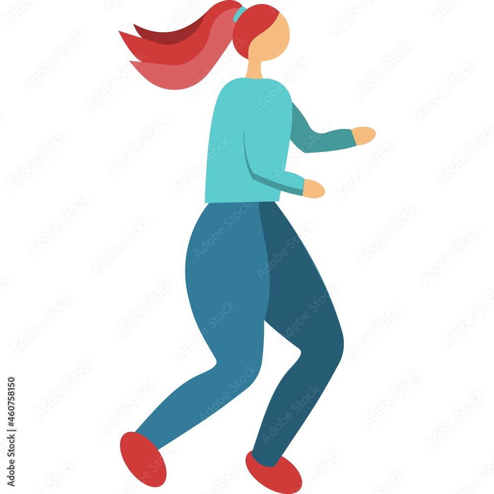 Woman run icon jogging girl vector on white Woman run icon jogging girl vector on white