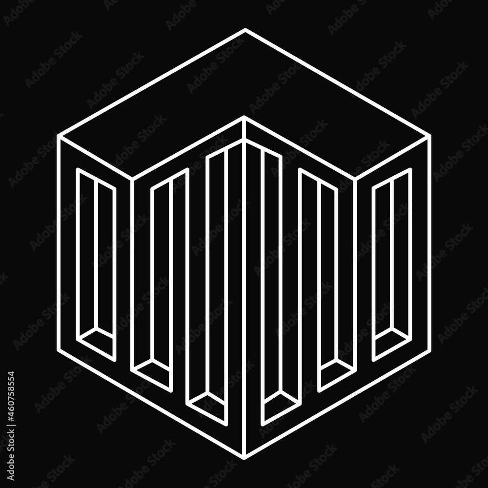 Impossible shape. Web design elements. Optical illusion object. Line design. Optical art hexagon. Impossible shape. Web design elements. Optical illusion object. Line design. Optical art hexagon.