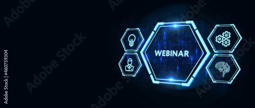 Business, Technology, Internet and network concept. Webinar e-learning. Training concept.3d illustration