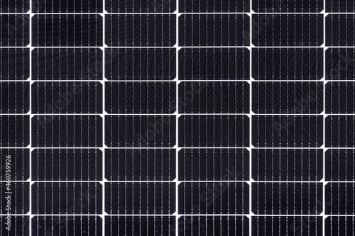 Surface of photovoltaic cells on solar panel of PV system
