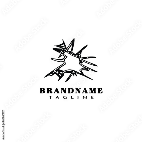 shattered cracked glass logo cartoon icon design black isolated vector illustration