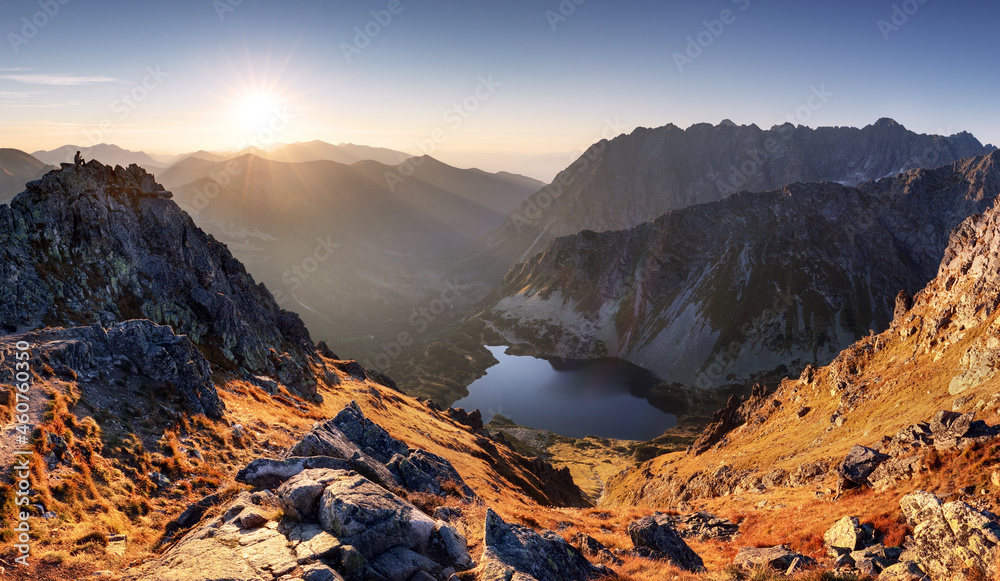 Mountain sunset autumn Tatra landscape, Slovakia and Poland - obrazy, fototapety, plakaty 