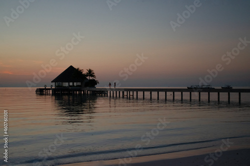 Fototapeta Naklejka Na Ścianę i Meble -  Maldives island beach sunset and sea