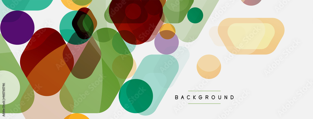 Color bubbles and rounded geometric shapes on white. Vector geometric minimal abstract background for wallpaper, banner, background, landing page Color bubbles and rounded geometric shapes on white. Vector geometric minimal abstract background for wallpaper, banner, background, landing page