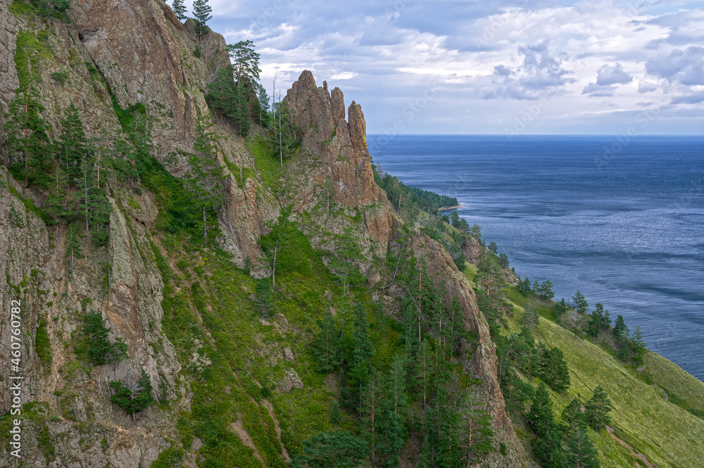 Fototapeta premium Lake Baikal. On the slope of the coastal mountain.
