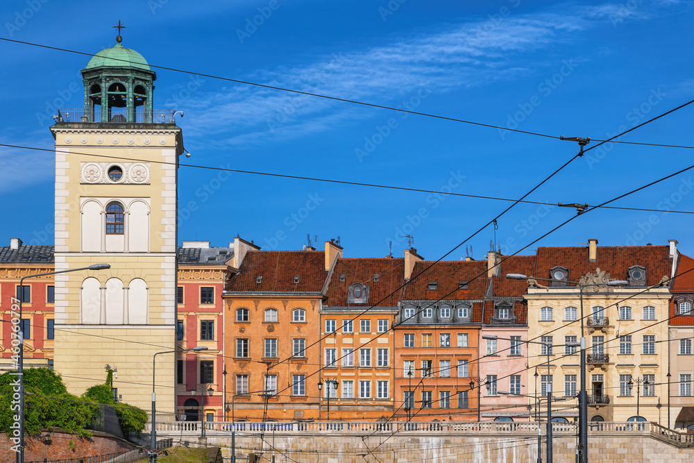 Warsaw City Skyline With Historic Houses