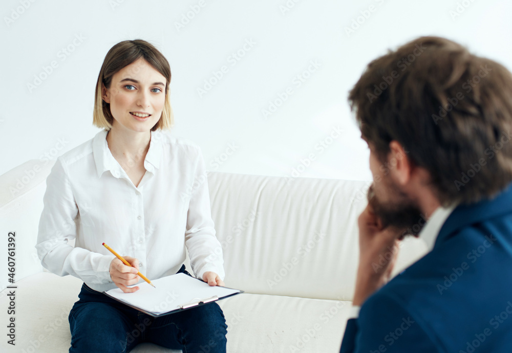 Obraz premium woman psychologist visit doctor health problems therapy stress