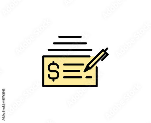Cheque line icon. Vector symbol in trendy flat style on white background. Commerce sing for design.
