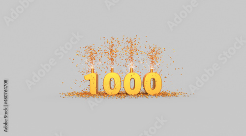 one thousand celebration - thank you illustration - 3D rendering photo