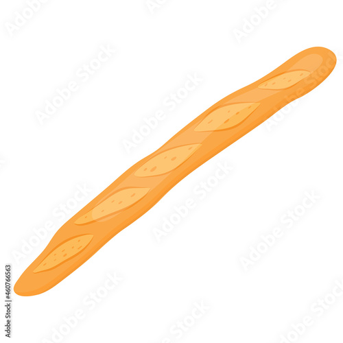 Long French baguette bread, isolated white background.