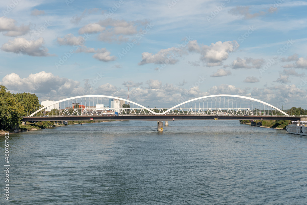 Fototapeta premium Bridges over the Rhine between France and Germany. Strasbourg, Kehl.