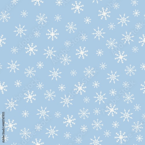 Seamless pattern - snowflakes of different shapes.