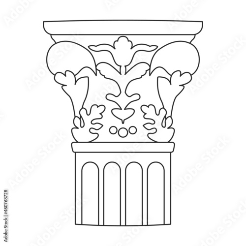 Ancient column vector outline icon. Vector illustration pillar of antique on white background. Isolated outline illustration icon of ancient column .