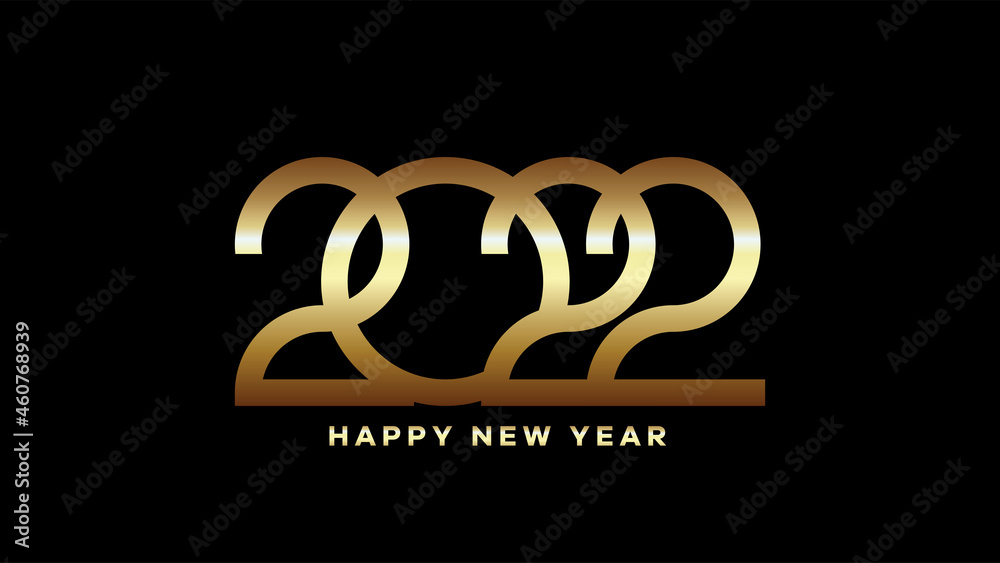 Happy new year 2022 text. Golden 2022 number vector suitable design illustration for greetings, invitations, banner or background. Happy new year 2022 text. Golden 2022 number vector suitable design illustration for greetings, invitations, banner or background.