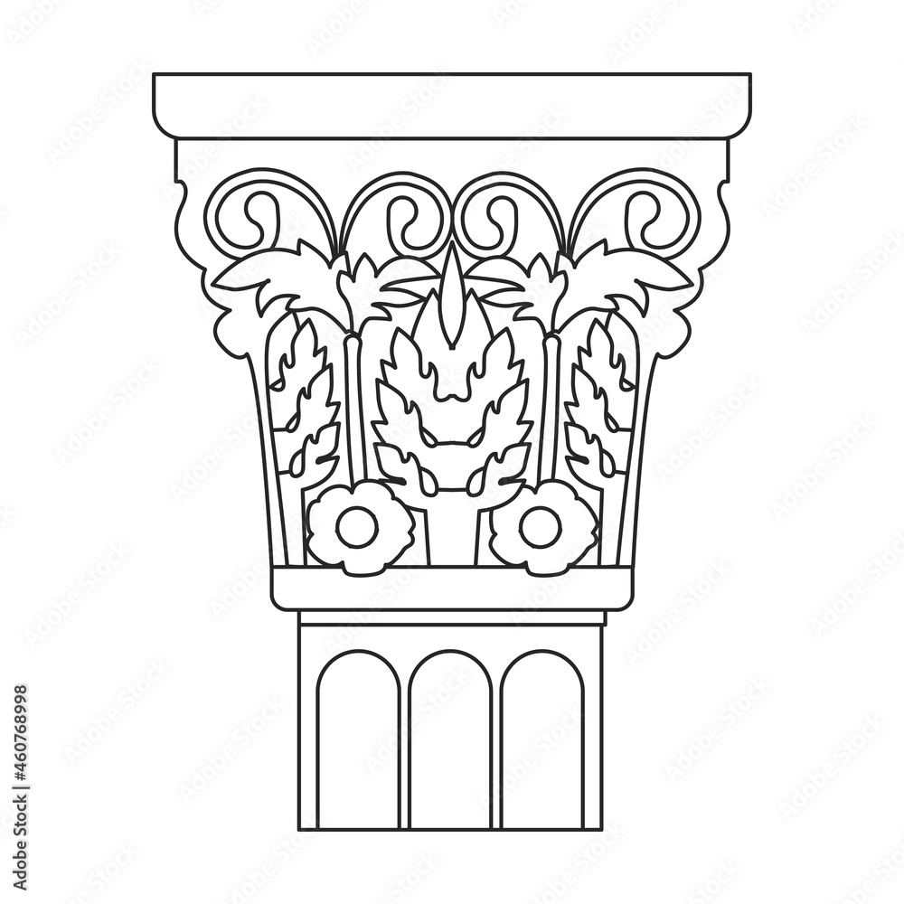 Obraz premium Ancient column vector outline icon. Vector illustration pillar of antique on white background. Isolated outline illustration icon of ancient column .