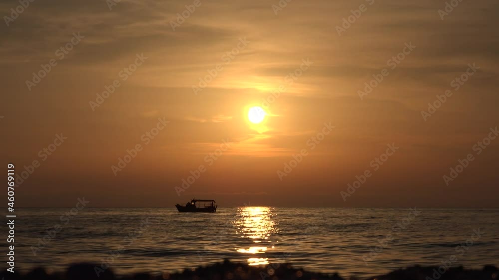 Sun in Clouds, Dramatic Sunset, Sunny Rays in Fluffy Cloud, Sunbeams in Blue Cloudy Sky,  Stormy in Summer