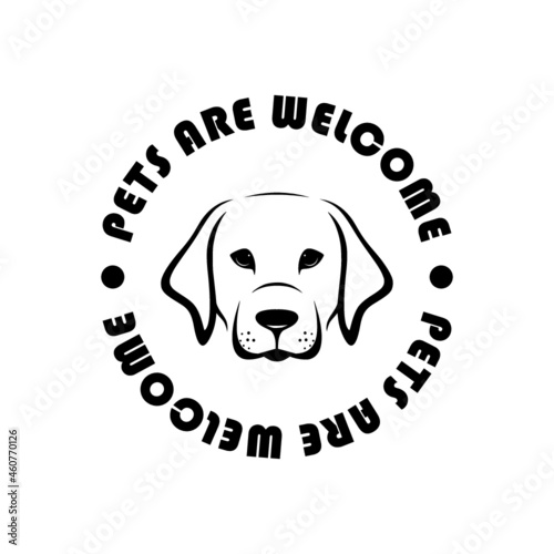 Pets are welcome, pets friendly sign icon isolated on white background