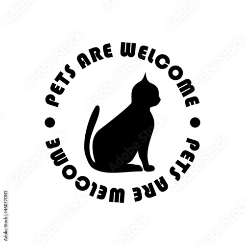 Pets are welcome, pets friendly sign icon isolated on white background photo