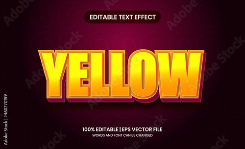 Yellow editable 3D vector text effect