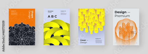 Abstract Placard, Poster, Flyer, Banner Design. Colorful illustration on vertical A4 format. Original geometric shapes composition. Decorative minimal backdrop.