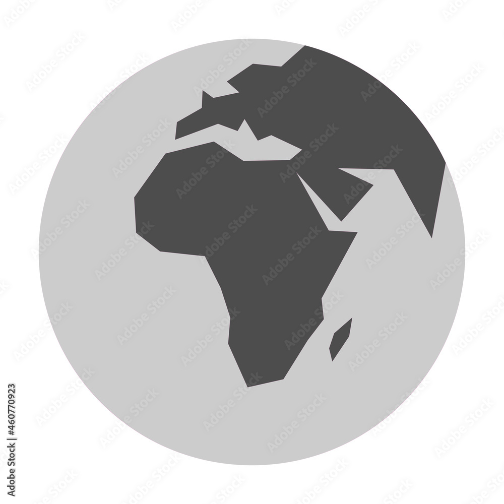 Simplified Earth globe with map of World focused on Africa. Vector illustration. Simplified Earth globe with map of World focused on Africa. Vector illustration.