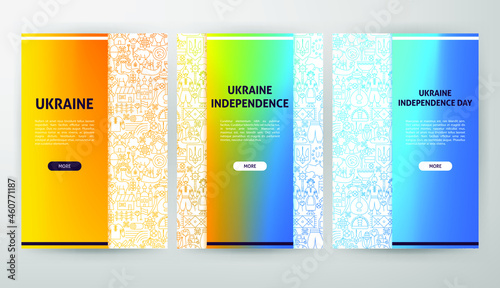 Ukraine Web Design. Vector Illustration of Outline Posters.