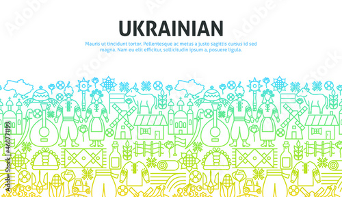 Ukrainian Outline Concept. Vector Illustration of Outline Design.
