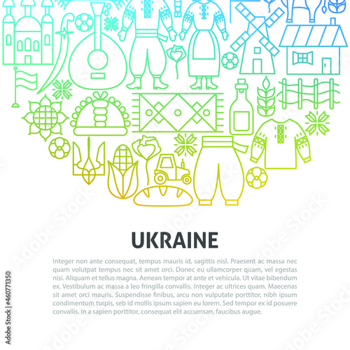 Ukraine Line Concept. Vector Illustration of Outline Design.