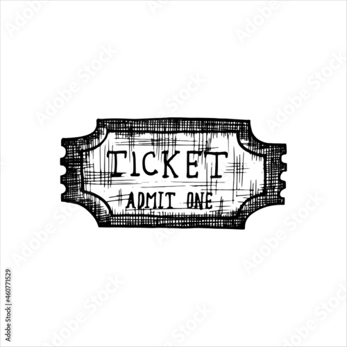 vintage ticket in engraving style. hand drawn vector illustration