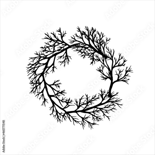 tree branch wreath without leaves - hand drawn vector illustration