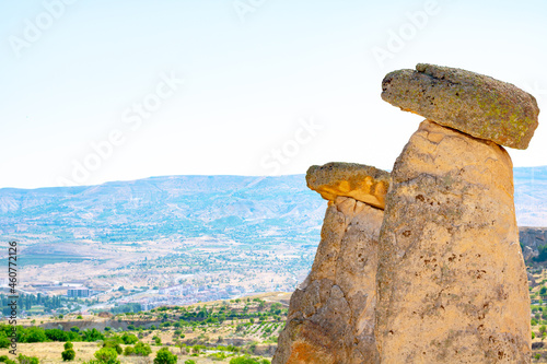 Three graces or Uc Guzeller in Cappadocia Urgup Turkey photo