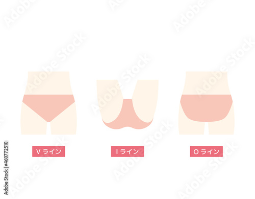 ボディパーツ　VIO　脱毛箇所　ベクターイラスト　女性