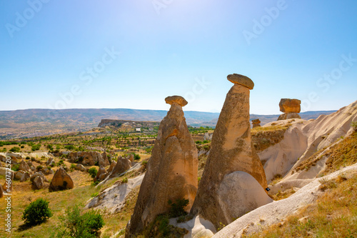 Three graces or Uc Guzeller in Cappadocia Urgup Turkey