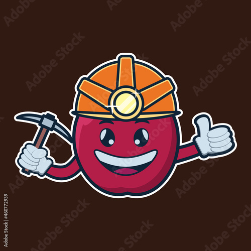 vector illustration of
 apple character 
gold miner
