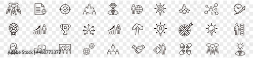 Business teamwork, work group, human resources, and team building icon set. 