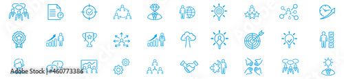 Business teamwork, work group, human resources, and team building icon set. 