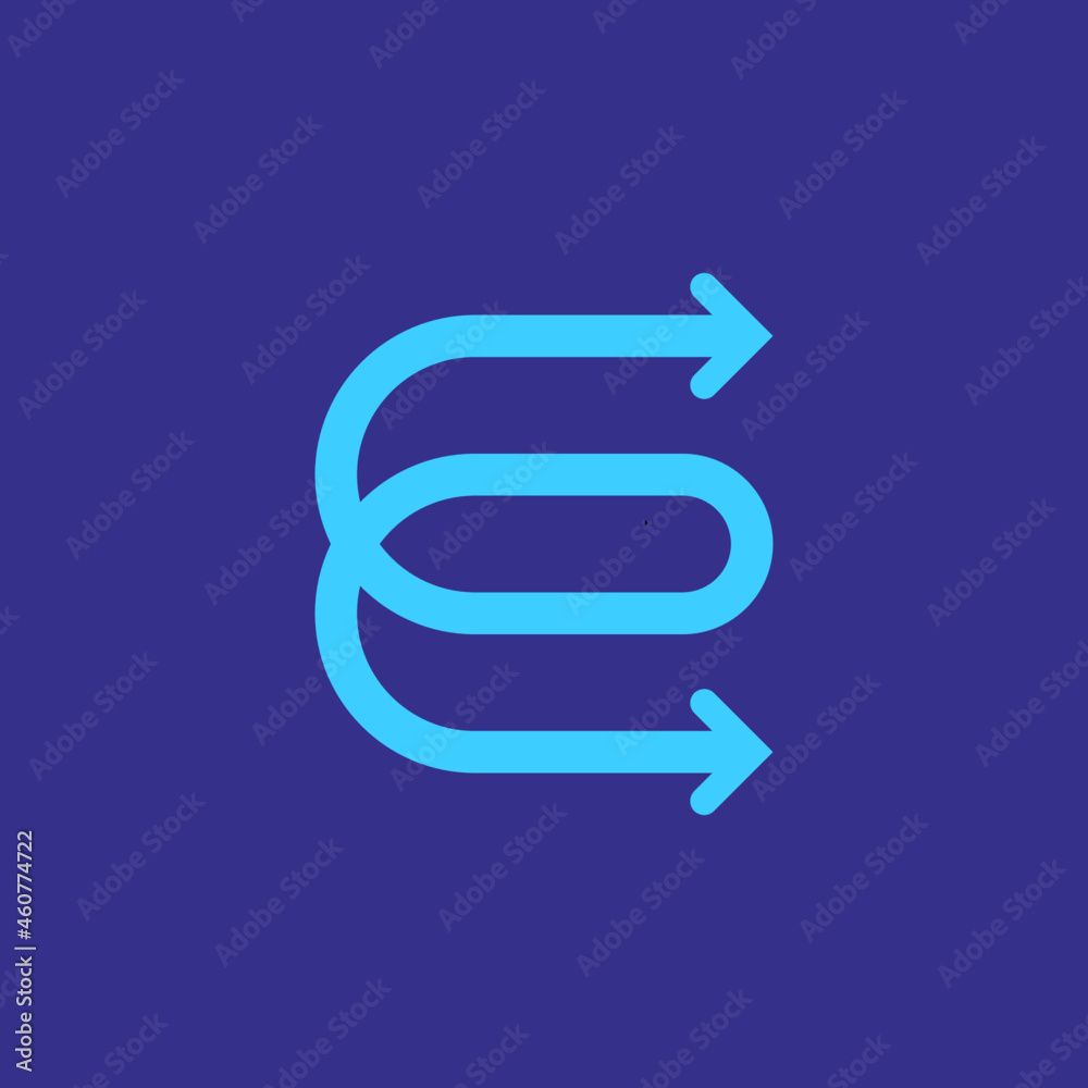 E letter monoline logo with arrow E letter monoline logo with arrow