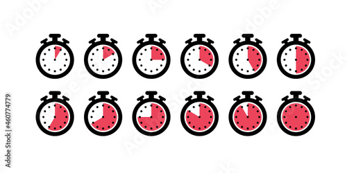 Meal Timer logo design. 5 minutes cook in boiling saucepan, fry pan,  microwave watt and oven cooker.