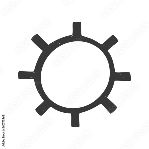 Ancient astrological, esoteric or alchemy symbol of sun. Minimalistic caption icon. Vector shabby hand drawn illustration