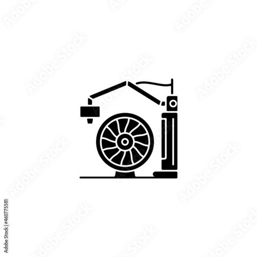 3d printing for aerospace industry black glyph icon. Achieve high aircraft performance. Additive manufacturing technology. Silhouette symbol on white space. Vector isolated illustration