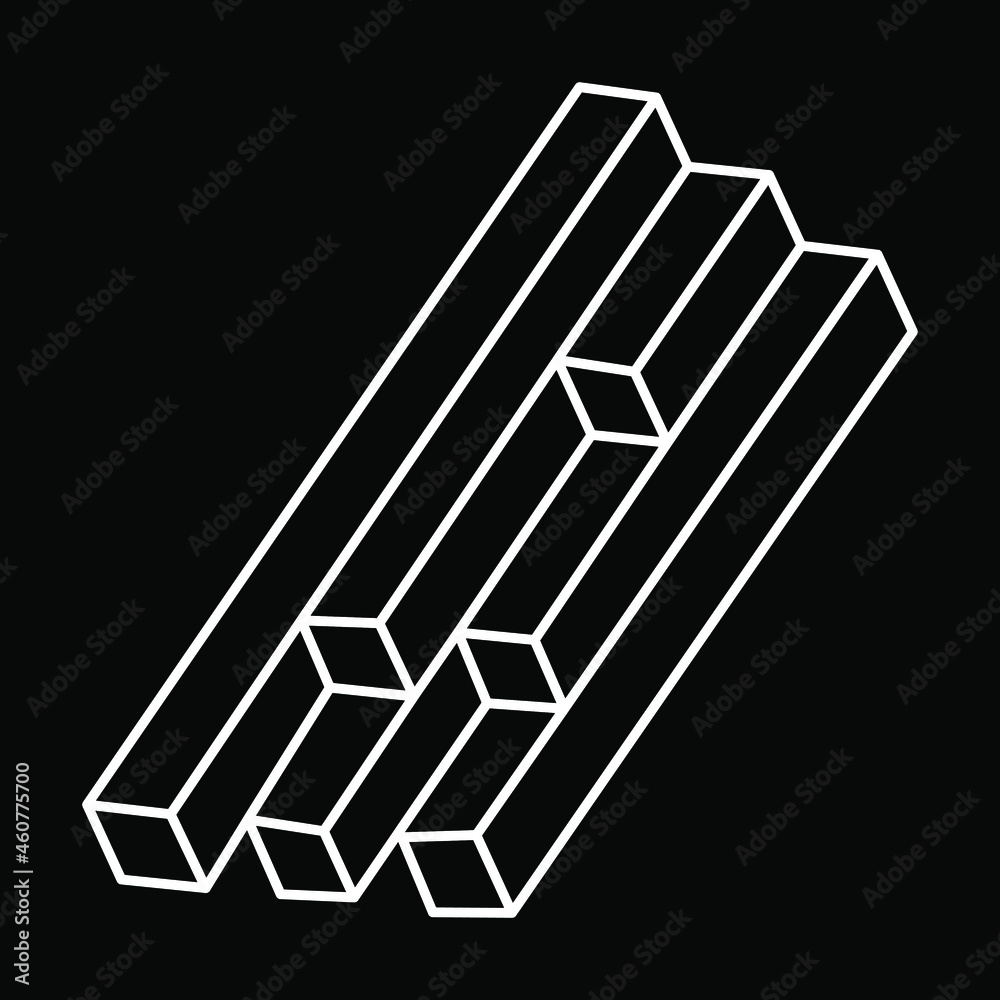 Impossible objects. Optical illusion shapes. 3d illustration. Unreal geometric figures.