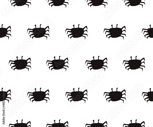 black crab cartoon animal hand drawn seamless background and white background