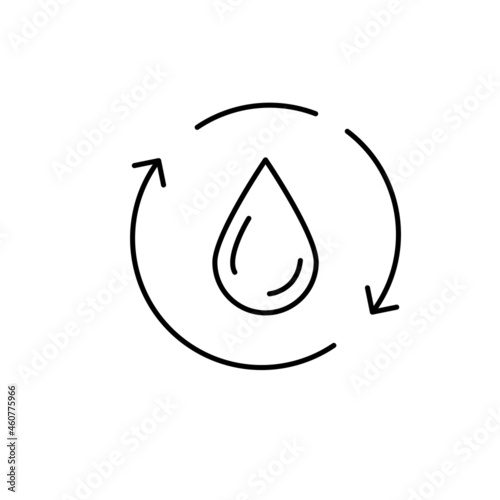 Water and recycling icon. Ecology and Environment-related line icon. Global Warming, Forest, Organic Farming, and more