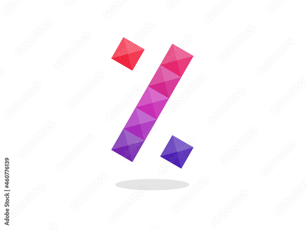 Geometric percent icon with perfect combination of red-blue color. Vector illustration. Geometric percent icon with perfect combination of red-blue color. Vector illustration.