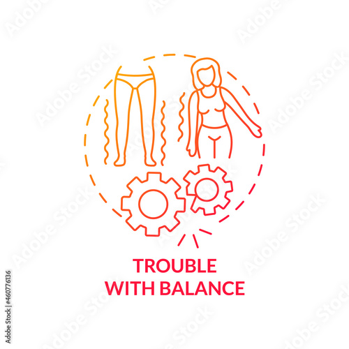 Trouble with balance concept icon. Hypertension symptom abstract idea thin line illustration. Poor control. Losing balance while walking. Feel dizziness. Vector isolated outline color drawing