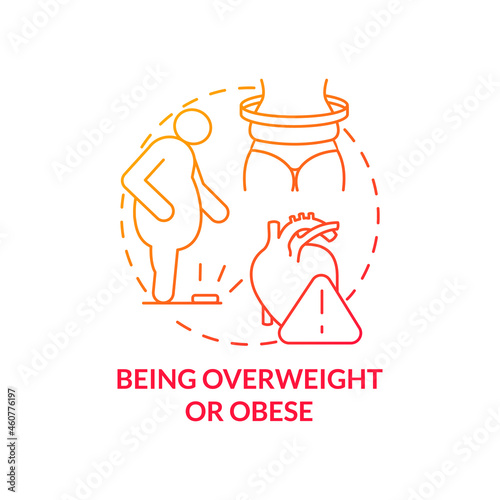 Being overweight and obese concept icon. Hypertension cause abstract idea thin line illustration. Belly fat. Straining on blood arteries. Increasing body mass. Vector isolated outline color drawing