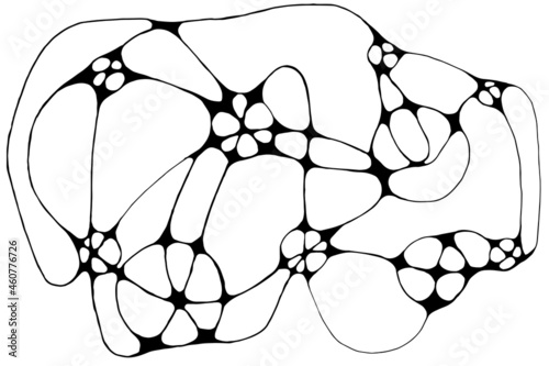 Neurographic lines sketch vector illustration. Abstract chaotic wavy curves pattern. Hand drawn monochrome neuroart photo