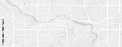 White and light grey Calgary city area vector horizontal background map, streets and water cartography illustration.