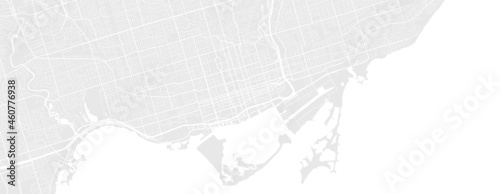 White and light grey Toronto city area vector horizontal background map, streets and water cartography illustration.