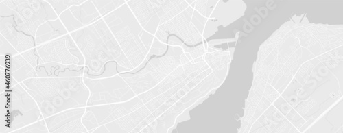 White and light grey Quebec city area vector horizontal background map, streets and water cartography illustration.